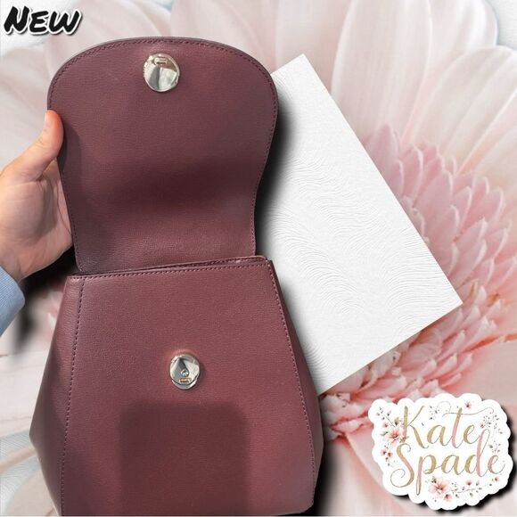 New NWT Kate Spade Adel Medium Flap Backpack Bag – Cherrywood - Picture 10 of 12